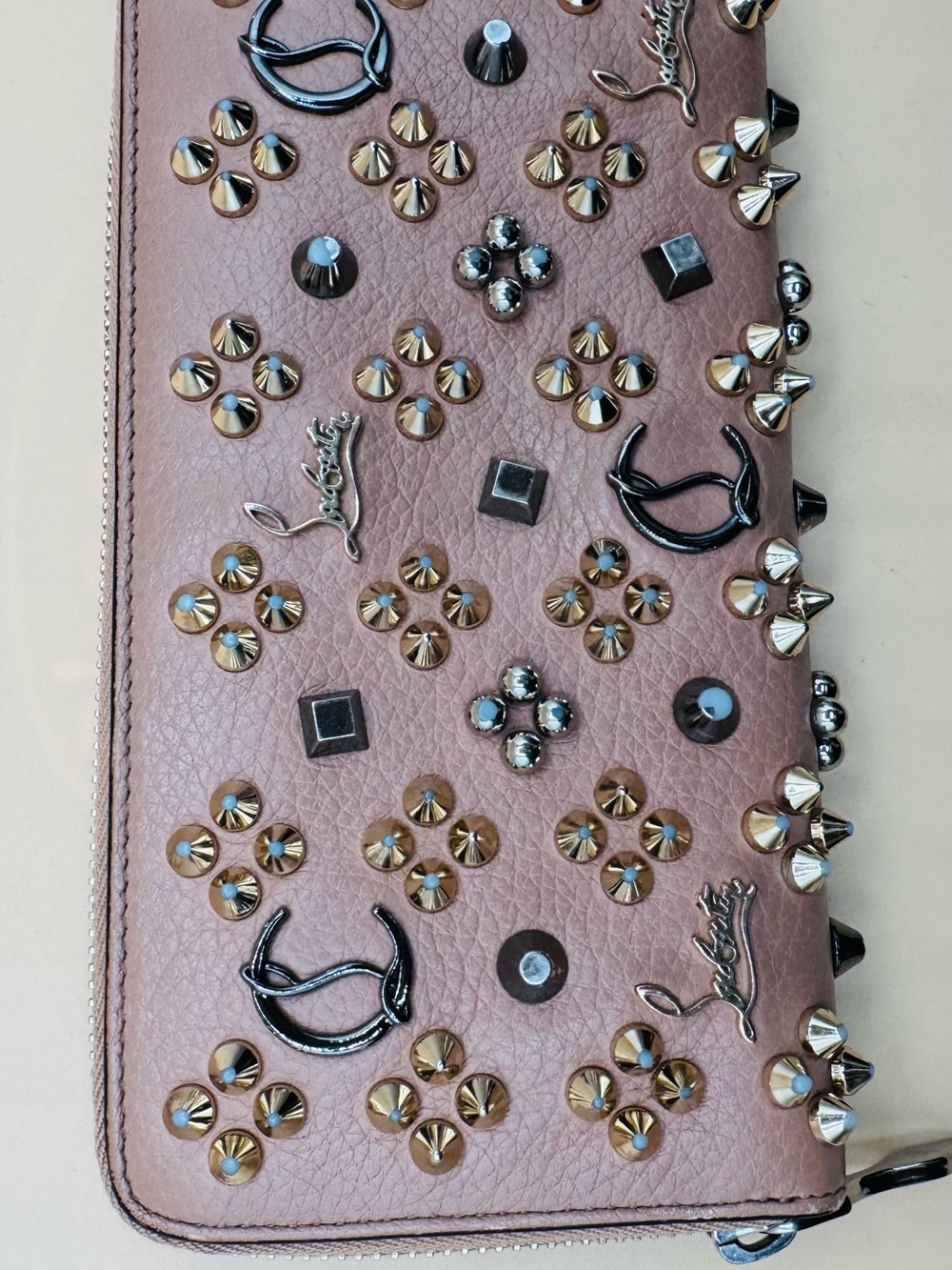 Christian Louboutin Studded Zip Wallet in Dusty Rose - Picture 3 of 13